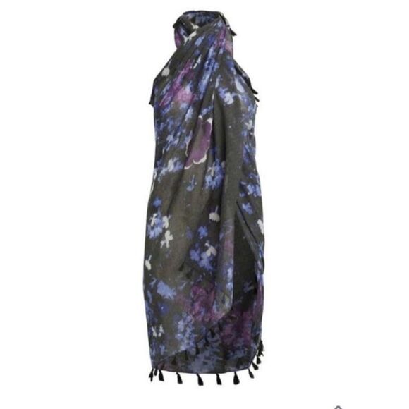 NWT Peter Som Floral Black and Blue Sarong - Picture 3 of 5